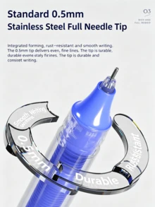 Sunnybelt 12pcs Direct Liquid Ink Rollerball Pen, 0.5mm Stainless Steel Needle Tip Quick Dry Pen, Visible Ink Reservoir Smooth Writing Signature Pen For School Office Stationery - Liquid Ink Rollerball Pen 12pcs Set - View 9