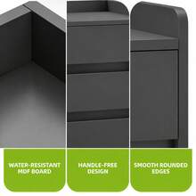 Yitahome Bedside Table With 3 Drawers, Nightstand End Table, Water-Resistant Storage Side Table, 35x40x59cm - Grey - View 5