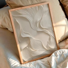 1pc Beige Abstract 2D Relief Wall Art, Modern Minimalist Home Decor, Suitable For Living Room Bedroom, Wall Art Canvas (Optional Frame) - A - View 2