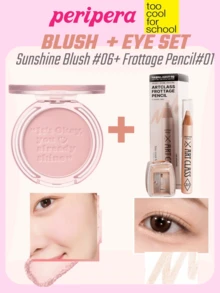Too Cool for School Palet Blush Matte Peripera K-Beauty + Stik Eyeshadow Aegyo-Sal, Tekstur Halus, Warna Tahan Lama, Multifungsi, Tekstur Krim, Set Makeup Korea - Set Perona Pipi & Eyestick Glow - View 1