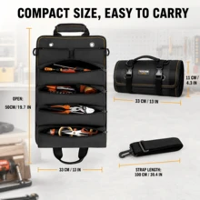 TKIGZNW A006 Roller Hardware Handbag 1 Unit Polyester Cloth Multi Compartment Tool Carrier With Detachable Small Storage Pouches - Black - View 3