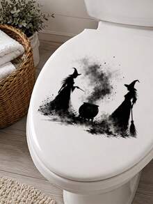 1pc Witch And Cauldron Pattern Toilet Sticker, Water Tank Sticker, Bathroom Decor, Funny Toilet Sticker, Wall Decor, Home Decor, Enhance Your Home's Overall Aesthetic, Suitable For Halloween - one-size - View 3