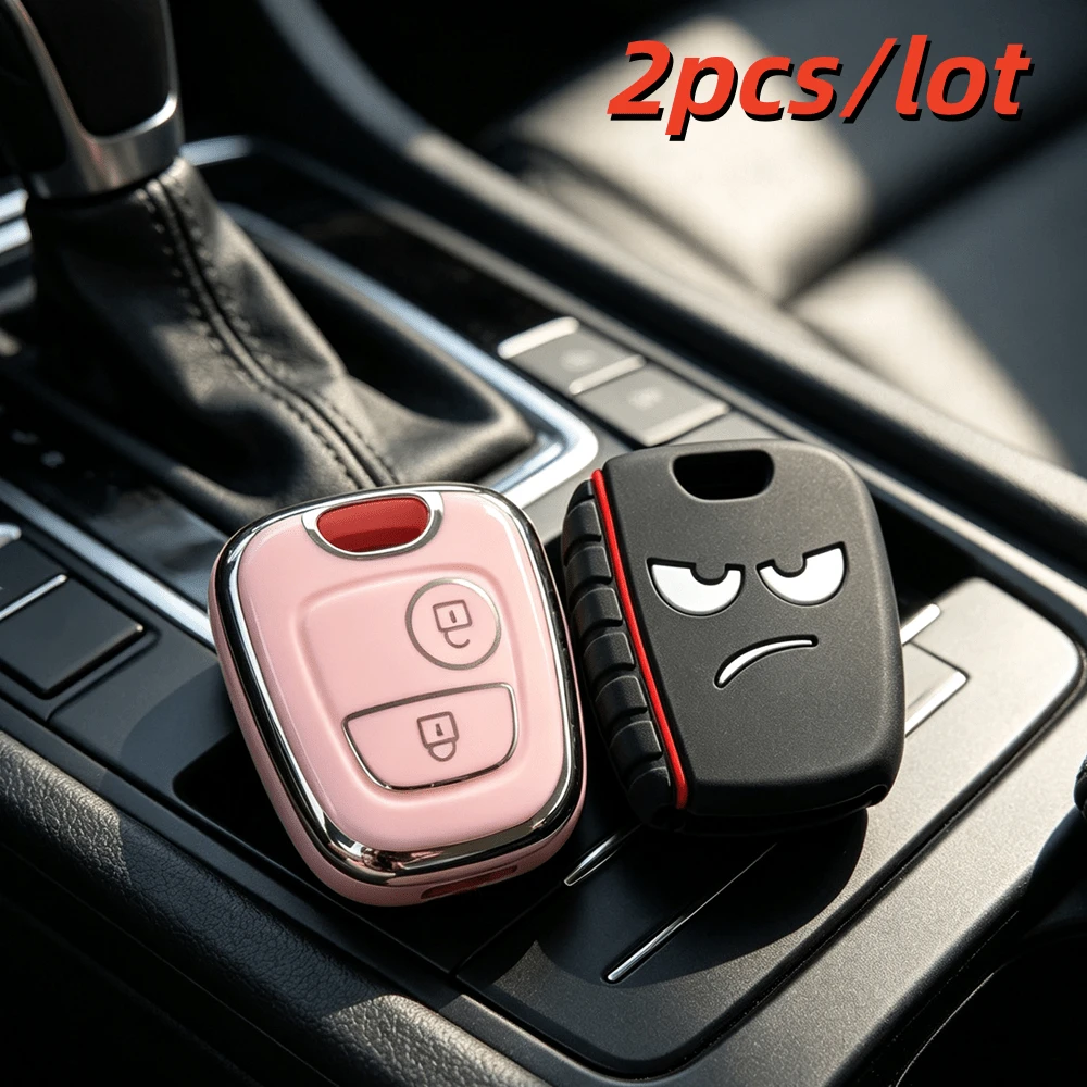 2pcs Remote Car Key Case Cove For Peugeot 106,206,107,207,306,307,406,407, Key Fob Cover For C1,C2,C3,C4,C5-Flexible And Durable - Multicolor - View 1