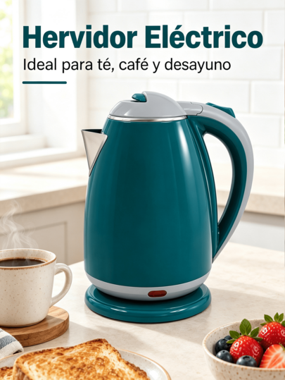 1000W Tetera electrica,Hervidor eléctrico de 2 litros, hervidor de acero inoxidable, hervidor antiescaldado de doble capa, hervidor de agua hirviendo 1000W,110V