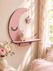 1pc Moon Star Hanging Storage Rack Cute Girl Heart Pink Wall Hanging Storage Rack Christmas Small Ornament Rack Home Decoration Suitable For Wall Hanging Decorative Gifts - Multicolor D - View 1