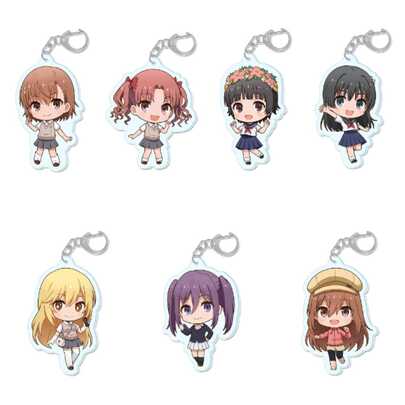 A Certain Scientific Railgun Misaka Mikoto Kuroko Shirai Kazari Saten Ruiko Official High Definition Acrylic Keychain Bag Pendant Gift