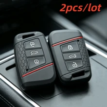 2pcs Durable Remote Car Key Cover, Compatible With VW Passat B8 Magotan Superb A7 Kodiaq Car Remote Key Case - Multicolor - View 6