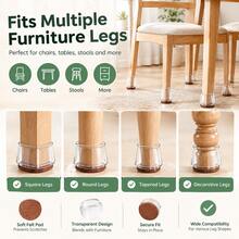 Silicone Chair Leg Caps With Felt Lining, Non-Slip, Noise-Reducing, 8pcs/16pcs/24pcs Optional Sizes, Transparent Silicone Material, Floor Protector. Suitable For Kitchen, Bedroom, Living Room - Transparent and Light Brown - View 4