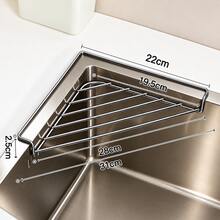 Rak Pengering Sudut Wastafel Stainless Steel, Anti Karat, Tanpa Pengeboran, Hemat Ruang, Rak Pengeringan dan Penyimpanan Piring, Cocok untuk Penyimpanan Spons dan Sayuran - View 6