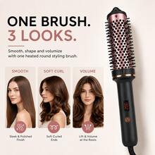 2026 Upgraded Multifunctional Rotating Hair Straightener & Hot Styler - Ionic Curling Iron & Straightener, Wet/Dry Blow Dryer Brush - Black - View 3
