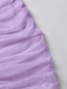 ChicMe 女款露肩抓皺長洋裝，無袖魚尾下擺，修身剪裁，優雅雞尾酒會長禮服 - 紫丁香色 - 查看 11