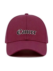 1pc 12 Zodiac Signs Baseball Cap, Retro Gothic Letter Print Red Dad Hat,Adjustable Unisex Casual Hat, Ideal Festival Party Daily Accessory ‑Lover Gift - Burgundy - View 8