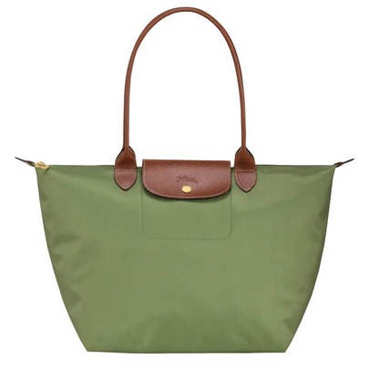 Bolso Tote Longchamp Le Pliage Original L para Mujer, Nylon Reciclado Plegable con Asas Largas, Color Liquen