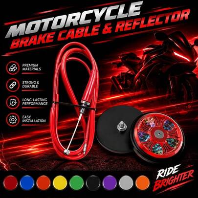 2-In-1 Off-Road Motorcycle/Motorcycle Practical Kit: Smooth Control Throttle/Clutch Cable & Round ABS Wheel Reflective Sticker (1 Pair) – High Flexibility Mechanical Cable & Reflective Sticker Combination, Suitable For CRF, TTR, Kawasaki KLX 50cc-250cc