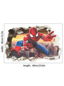 Disney 1pc Spider-Man Wall Sticker, Superhero Wall Decal, Cartoon Character 3D Wall Mural, Removable PVC Wall Decor, Suitable For Boys Bedroom, Game Room, Living Room And Home Decoration - View 9