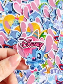 50pcs Disney Stitch Cartoon Pattern Stickers, Self-Adhesive Asymmetrical Shaped Stickers, Suitable For Scrapbooking And Notebooks - Ideal Christmas Gift - Multicolor - View 2
