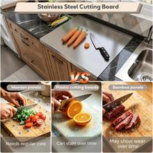 Large Stainless Steel Cutting Board With Rim, Kneading Mat, Metal Cutting Board, Suitable For Meat, Fruit, Vegetables, Bread, Baking - Multicolor - View 4