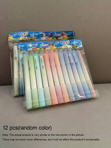 12pcs Gradient Color Fluorescent Highlighters, Colorful Marking Pens For Students. Office Supplies. Halloween. Christmas. - Highlighter - View 8