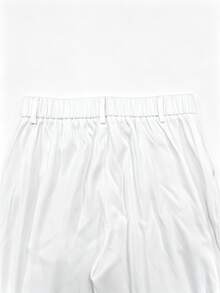 Men's Solid Color Double Pleated Wide Leg Casual Suit Pants, Elastic Waist Draped Straight Leg Trousers, Suitable For Weekend Business Travel, Commuting, Dating And Outdoor Activities - White - View 8