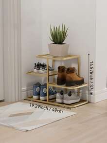 1pc Home Shoe Rack, Large-Capacity Interlaced Multi-Level Shoe Rack, Indoor Minimalist Ironware Small-Sized Shelf For Door Storage And Item Placement - Multicolor - View 7