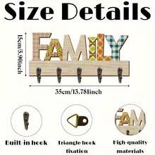 2D Flat Wooden Wall-Mounted Key Rack With Decorative "FAMILY" Letters - Easy Installation, Modern Style, Suitable For Entryway Organization, Home Key Storage Box | Decorative Wall-Mounted Holder | Wooden Key Rack, Wall Storage & Organizer - A - View 5