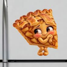 Shy Apple Pie Slice Fridge Magnet, A Homemade Dessert Story For Cozy Family Kitchen Moments For All Metal Surfaces Throughout The Home - A - View 2