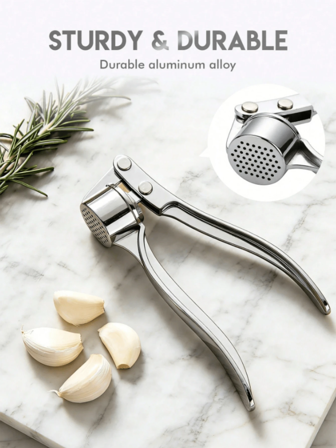 1Pc Stainless Steel Garlic Press & Mincer | Heavy-Duty Ergonomic Design | For Ginger & Nuts | Rustproof & Easy To Clean | Essential Kitchen Cooking Gadget