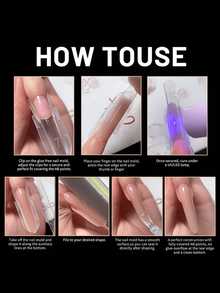 30/60/120pcs Boxed Long Oval Sandwich Nail Extension Mold, Top Mold + Bottom Mold Double-Layer Sandwich Design Creative Airplane Auxiliary Handle, Crystal Glue Nail Fast Extension Mold Nail Salon Art DIY Tool - Multicolor - View 7