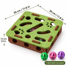 AOSHA Interactive Cat Puzzle Maze Toy With 3 Bell Balls, Felt Hunting & Pawing Enrichment Toy For Indoor Cats, Multi-Hole Boredom Relief Self-Play Toy For Kittens & Adult Cats - View 11