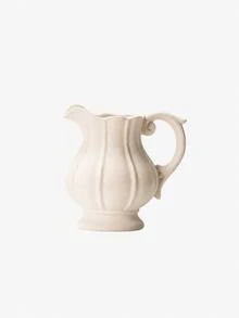 1pc White Ceramic Water Pitcher Vase With Handle And Wavy Spout, Textured Pottery Decorative Flower Vase, Vintage Farmhouse Style Home Decor, Suitable For Living Room, Entryway, Shelf, Mantel, Dining Table Centerpiece, Wedding And Housewarming Gift - Kettle Vase - View 12