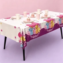 Hasbro My Little Pony Disposable Birthday Tablecloth, Camping Birthday Party Supplies, Table Decor, PET Material Aluminum Foil Tablecloth - A - View 3