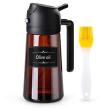 Bình xịt dầu ô liu 2 trong 1 & chai đựng dầu, bình xịt dầu ăn có thể nạp lại với vòi rót dầu và tay cầm, hộp đựng dầu nhà bếp phù hợp cho salad, chiên, nướng, nướng bánh và nồi chiên không dầu, đi kèm nhãn dán - Xem 12