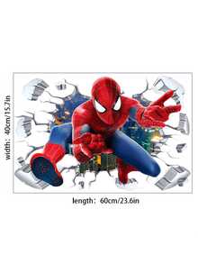 Disney 1pc Spider-Man Wall Sticker, Superhero Wall Decal, Cartoon Character 3D Wall Mural, Removable PVC Wall Decor, Suitable For Boys Bedroom, Game Room, Living Room And Home Decoration - View 6
