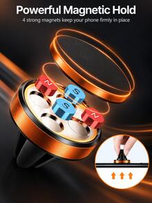 4pcs Aluminum Alloy Magnetic Car Phone Holder, Air Vent Clip Mount, 360° Rotating Universal Navigation Stand, Hands-Free Phone Mount, Car Accessories, Daily Commute, Road Trip, Autumn Travel, Halloween, Cyber Monday, Holiday Gift - Multicolor - View 3