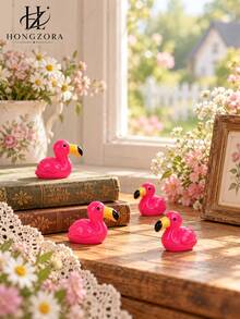 50pcs Pink Flamingo Decorative Figurines, Bright Color Flamingo Ornaments, Suitable For Room Decor, Home Decor, Bedroom Decor, Birthday Party Decoration, Wedding Tabletop Decor, Gift Wrapping, Home Desk Display, Garden Micro Landscape And Holiday Scene Decoration, Party Decor, Garden Landscape, Car Decor - Pink Flamingo Figurine - View 5