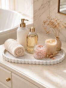 1PC Oval Vanity Tray Decorative Scalloped Storage Tray Perfume Makeup Organizer Jewelry Display Countertop Organizer Dresser Bathroom Bedroom Candle Reed Diffuser Home Decor Tabletop Accent Gift Room Decor Halloween Kitchen Cup Christmas Tools - Multicolor - View 8