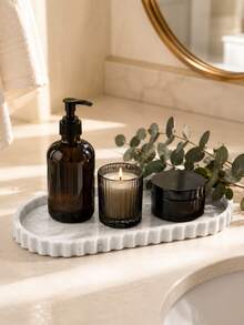 1PC Oval Vanity Tray Decorative Scalloped Storage Tray Perfume Makeup Organizer Jewelry Display Countertop Organizer Dresser Bathroom Bedroom Candle Reed Diffuser Home Decor Tabletop Accent Gift Room Decor Halloween Kitchen Cup Christmas Tools - Multicolor - View 10