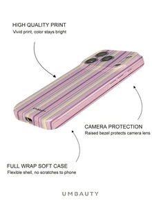 UMBAUTY 1 buah Casing Ponsel Motif Garis-garis Pink & Ungu, Kompatibel dengan iPhone 18 Pro Max, Cocok untuk Apple 18/17/16/15/14/13/12/11 Pro Max/Plus/Mini 17e, Casing Ponsel Soft Shell Cetak Definisi Tinggi dengan Perlindungan Layar/Lensa yang Ditinggikan, Unisex, Hadiah Ideal untuk Pacar di Halloween, Hari Valentine, Paskah, Musim Pernikahan, dan Ulang Tahun - MultiWarna - View 3