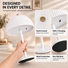 LED Wireless Portable Night Light - Mushroom Shape, USB Rechargeable, Touch Switch, 3-Color Change, Stepless Dimming, Atmosphere Bedside Lamp, Metal Body, Suitable For Home Decor, Party, Restaurant, Outdoor Ambient Lighting, Ideal Gift - Tricolor Light - View 9
