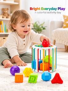 Rainbow Squeeze Rattle Educational Toy, Colorful Shape Recognition Grasping & Dropping Interactive Enlightenment Toy, Baby Rainbow Squeeze Rattle Toy, Multi-Shape Classification Grasping Training Color Recognition Educational Toy, Rainbow Elastic Cage Squeeze Toy - Multicolor - View 8