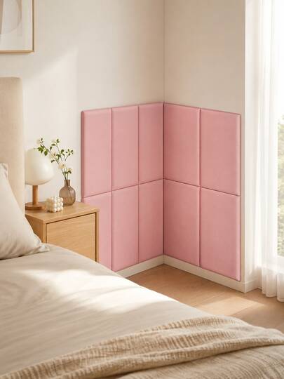 1/6pcs Soft Padded Wall Sticker, Anti-Collision Protective Wall Pad, 3D Soft Padded Design, Leather Texture, Self-Adhesive No-Drill Wall Decoration, Solid Color Minimalist Style, Bedroom Headboard Background Wall, Tatami Backrest, Sofa Background Wall, Bedside Anti-Collision Pad, Wall Corner Protective Sticker, Home Wall Decoration Sticker