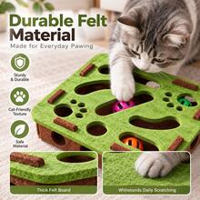 AOSHA Interactive Cat Puzzle Maze Toy With 3 Bell Balls, Felt Hunting & Pawing Enrichment Toy For Indoor Cats, Multi-Hole Boredom Relief Self-Play Toy For Kittens & Adult Cats - View 5