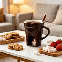 1 Chocolate Furnace, Chocolate Fire Boiler, Chocolate Melting Pot, Cheese Heating Cup, Chocolate Melting Pot With Fork, Suitable For Home, Party, Camping, Office - Easy To Clean - Multicolor - View 3