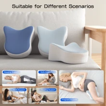 1pc Ergonomic Memory Foam Leg Pillow, Contoured To Leg Curve, Side Sleeping Leg Support Pillow, Removable Washable Pillowcase, Home Rest Bedroom Sofa Multi-Scenario Sleep Pillow - Baby Blue - View 9
