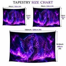 2D Flat Black Leopard Print Tapestry, Pattern Of Black Leopard Print, Flames, Starry Sky And Rocks, Glows Under Fluorescent Light, Suitable For Wall Decoration, Bedroom Background Decoration Or Party Decoration. - Multicolor - View 3