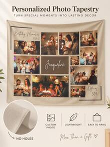 1pc Customizable Personalized Wall Tapestry, Custom Image, Fashion Home Decor, Suitable For Men And Women, Perfect For Mother's Day, Graduation Ceremony And Other Occasions, Multi-Functional, Highly Decorative - Multicolor - View 2