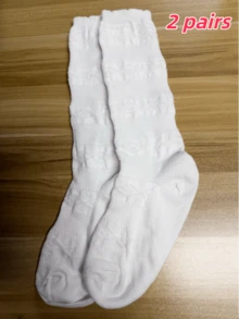 1 Pair Hollow Layered Leg Warmers, Knitted Mid-Calf Socks, Sweet Versatile White, Suitable For Autumn/Winter - Multicolor - View 14