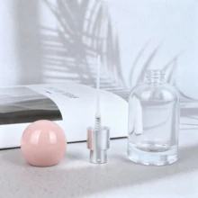 30ml The Refillable Empty Perfume Bottle, With A Smooth Pink Spherical Lid, Transparent Frosted Style, Portable Mini Aesthetic Empty Perfume Bottle, Suitable For Men And Women To Travel And Fill Perfume - Multicolor - View 1