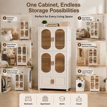 Foldable Children Clothing Storage Wardrobe With Wheels, Children's Wardrobe Portable Closet,Hanger & Layering PP Bedroom Storage Cabinet , Quick Easy Installation Portable Armoire For Bedroom Daily Clothes Sundries Storage - White - View 8