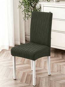 Minimal Vertical Striped Chair Slipcovers, Full Wrap Cream Textured Fabric Chair Covers. Multi-Size, Dustproof & Stain Resistant. Perfect For Dining Room, Balcony, Patio & Holiday Parties, Refresh Your Old Chairs. - Multicolor - View 20